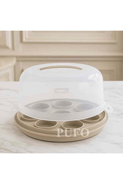 PUFO Cookies 2-in-1 round platter with transparent lid for serving cakes, cookies, muffins, Ø 28 cm