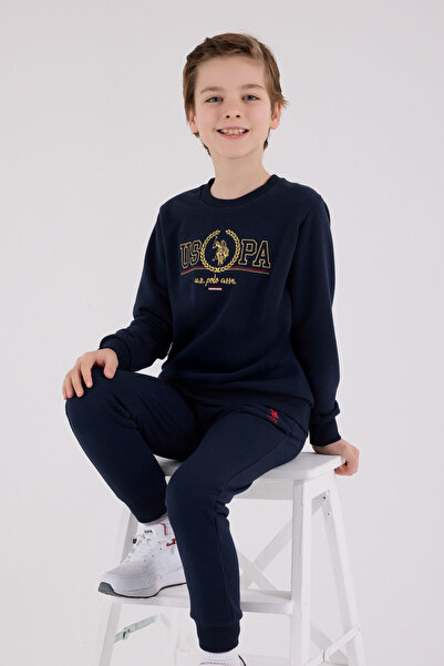 U.S. Polo Assn. طقم جمبسوت أزرق داكن للأولاد من يو إس بولو أسن