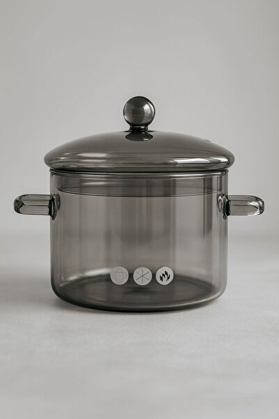 Qerhome Borosilicate Glass Pot 1.9 Lt Smoked