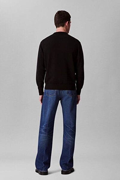 Calvin Klein Erkek Regular Fit Monogram Nakışlı Kazak - Siyah