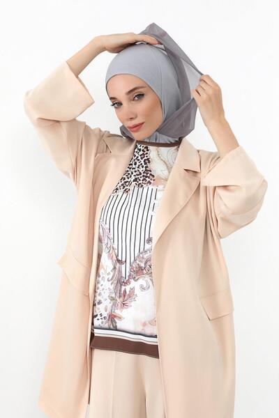 Aisha's Design Chiffon Hooded Combed Cotton Bonnet with Neck Covering Feature, B-95, Gray 2 - Gray