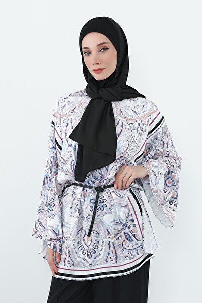 Aisha's Design شال كريب مبطن بالقطن الممشط يغطي الرقبة، PS-55، أسود - أسود