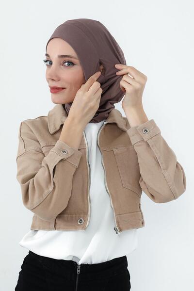 Aisha's Design Combed Cotton Bonnet with Neck Covering Feature and Headphone Opening, B-94, Chocolate