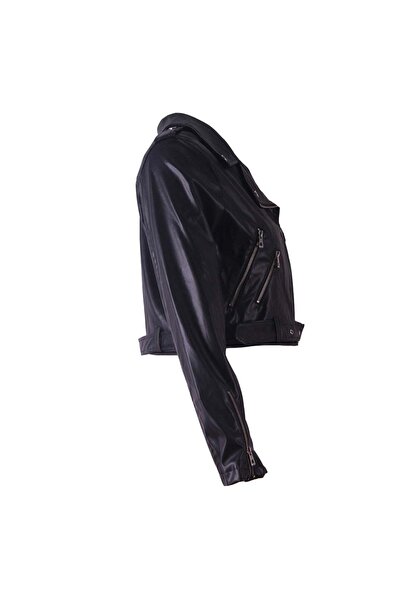 trender Siyah Kadın Deri Ceket 4765