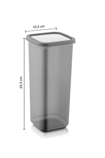 Meleni Home 1 Square Storage Container with Lid - Airtight Food Storage Container for Flour, Sugar, Legumes, 1700 ml Anthracite