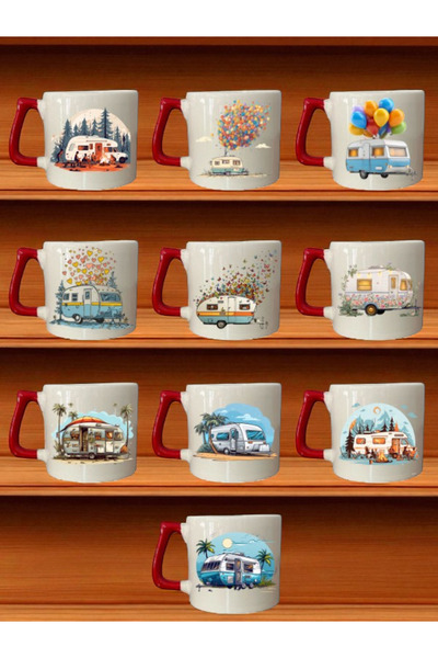 lili hediyelik أكواب مطبوعة بتصميم الكرفانات - 10 قطع - هدية للأم، هدية للحبي...