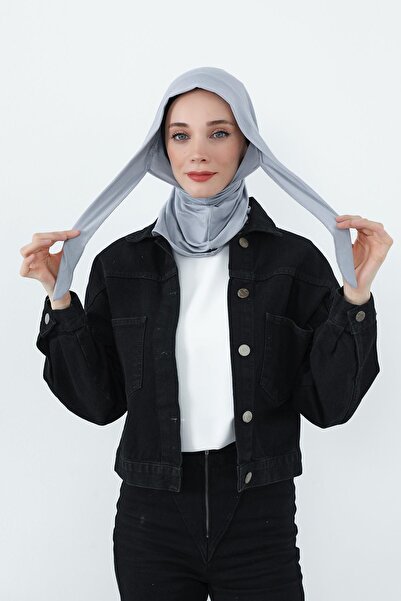Aisha's Design Combed Cotton Bonnet with Neck Covering Feature and Headphone Opening, B-94, Gray 2