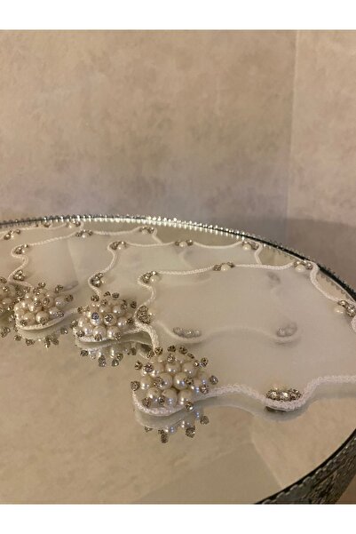 Latelier Chic Store 6’LI KAHVE YANI İNCİ İŞLEMELİ SUNUM PEÇETESİ VE TEPSİ ÖRT...