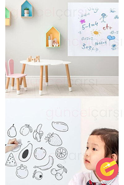 ShopMonkey 2'li Paket 60x100 cm 1x Beyaz 1x Şeffaf Yapışkansız Statik Pratik Yazı Tahtası, Duvara, Cama Tutunur