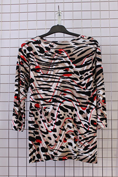 YXL COLLECTION Women's Plus Size Lycra Crew Neck Colorful Animal Print Three Quarter Sleeve Mom Combed Cotton T-Shirt Blouse