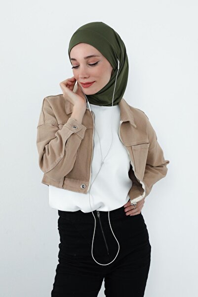 Aisha's Design Boyun Kapatıcı Özellikli ve Kulaklık Girişli Penye Bone,B-94,Haki