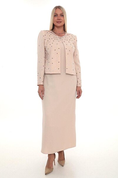 MİSS DİAMOND سترة أنيقة مزينة بالأحجار مع فتحة مغلقة وتصميم بودرة