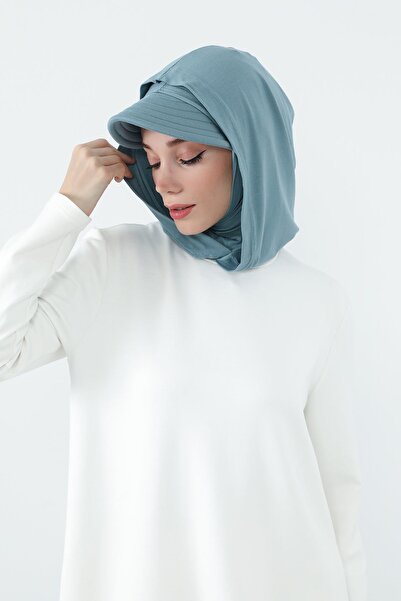 Aisha's Design Combed Cotton Women's Ready-Made Bonnet with Visor and Concealer Feature, B-88P, Dark Mint