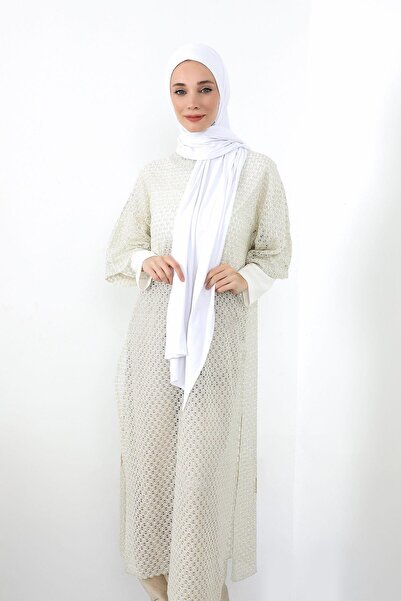 Aisha's Design Πρακτικό χτενισμένο βαμβακερό σάλι που καλύπτει τον λαιμό, PS-59, Λευκό