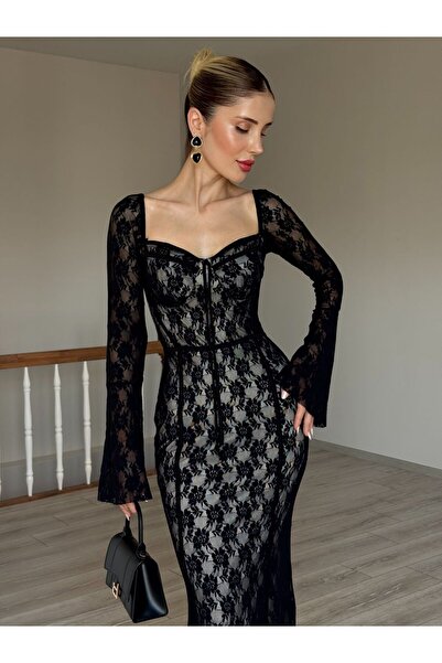 YK FASHION Tasarım Dantelli Elbise