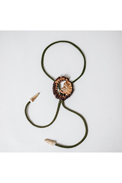 Handmade Hunting Tie from Deer Antler, Sculpted with Boar Motif