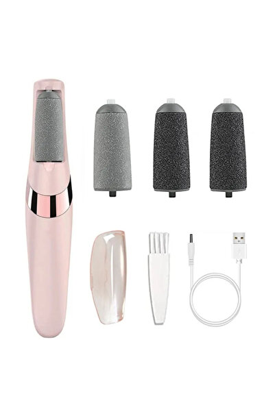 choice2 مجموعة مكونة من 4 رؤوس لملفات الأدوات الإلكترونية ومزيل الأنسجة العلاجية وماكينة طحن القدم الكهربائية باللون الوردي