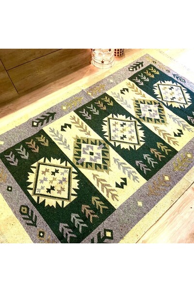 Casa de vis Online Traditional style carpet, cotton with jute, Casa De Vis Online, green, 140 x 215 CM