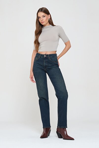 Pantamo Jeans Pantamo Lacivert Straıght Kadın Jean Pantolon