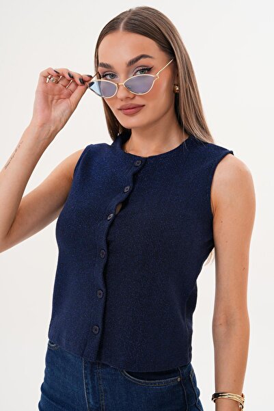 ŞİMAL Kadın Sim Detaylı Düğme Kapamalı Yelek 255078 -