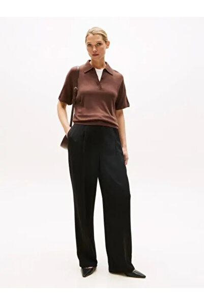 Tommy Hilfiger Viscose Twill Relaxed Fit Straight Leg Women's Trousers Ww0Ww46749Bds