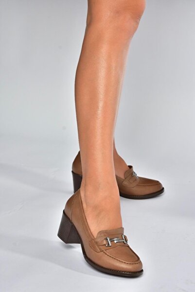 Fox Shoes V468708203 Mink Genuine Leather Thick Heeled Women's Shoes