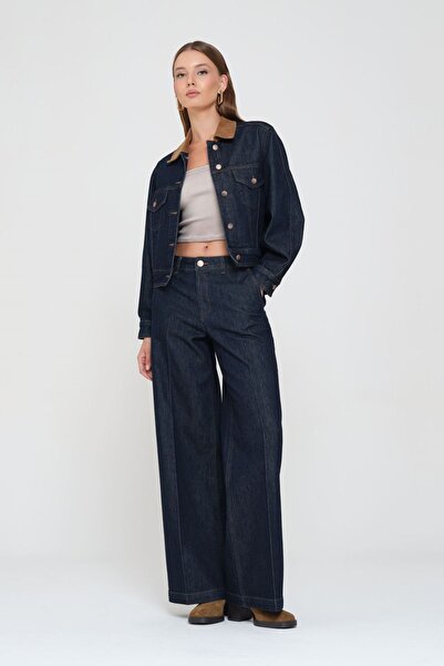 Pantamo Jeans Pantamo Lacivert Kadın Jean Ceket