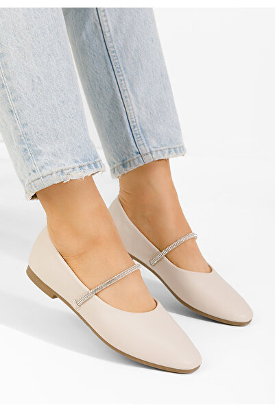 B T Shoes Béžové elegantne balerinky Aglaia