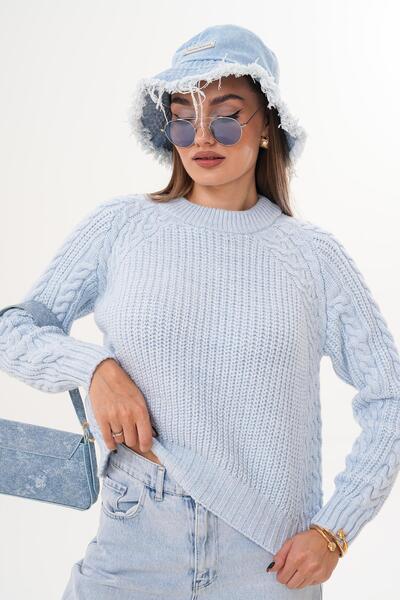 ŞİMAL Women's Sleeves Knitted Patterned Knitwear Knitted Sweater 255084 -
