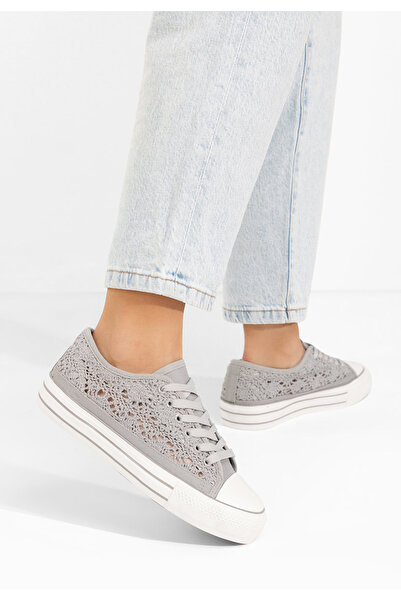 B T Shoes Šedé dámské plátěné tenisky Mylanca