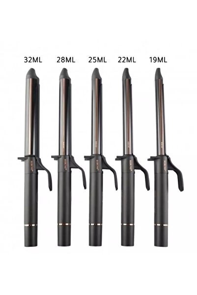 rebune مكواة تجعيد الشعر، 65 واط، 7 درجات حرارة، لون أسود غير لامع مع حافة ذه...