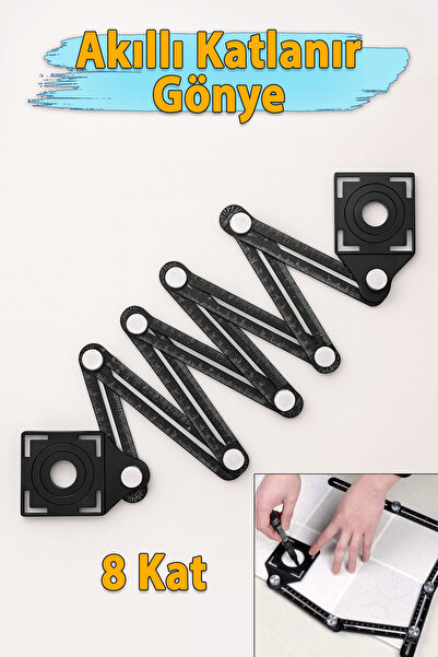 Badem10 Akıllı Katlanır Gönye 8 Kat Çok Açılı Ölçüm Cetveli Fayans Ahşap Tuğl...