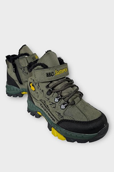 Liger Çocuk İçi Kürklü Fermuarlı Outdoor Bot HAKİ