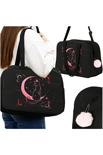 zola Geanta de umar pentru fete, 13L, curea 110 cm, manere fixe, poliester, 40 x 28 x 12 cm, negru/roz