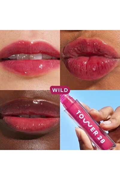 Tower 28 Beauty مرطب شفاه تاور 28 شاين أون غير لاصق، جيلي، توت بري شفاف، 3.9 مل