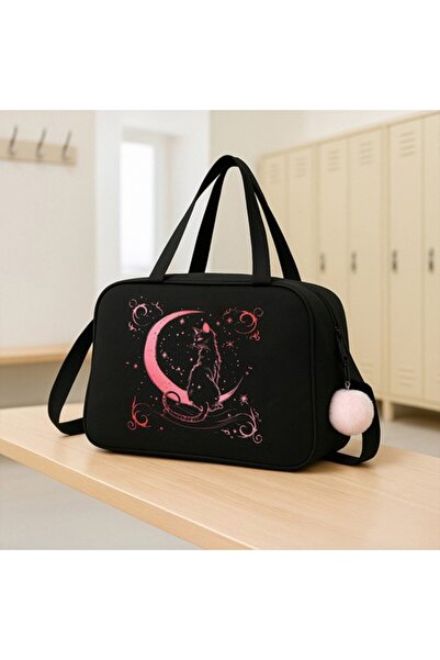 zola Geanta de umar pentru fete, 13L, curea 110 cm, manere fixe, poliester, 40 x 28 x 12 cm, negru/roz