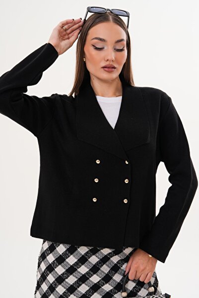 ŞİMAL Women's Button Closure High Neck Cardigan 255093 -