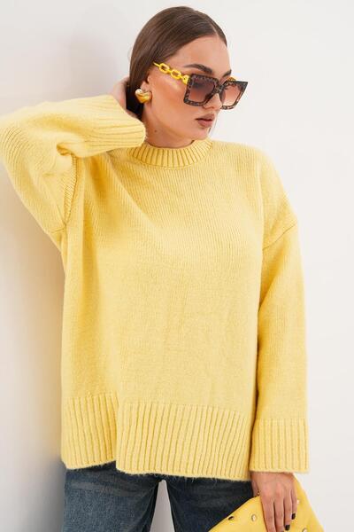ŞİMAL Women's Half Fisherman Knit Oversized Sweater 255087 -
