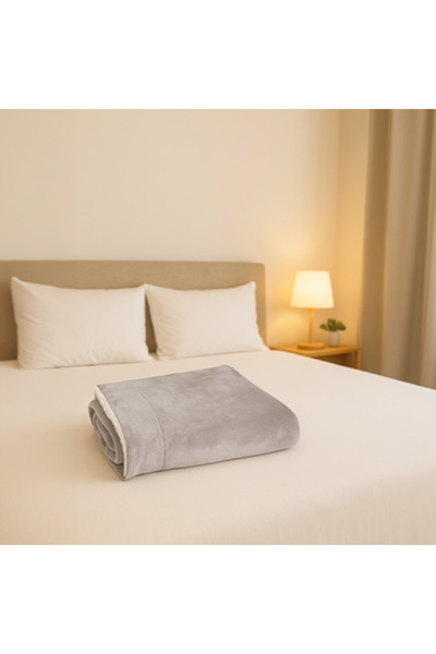 zola Fluffy blanket, size 150 x 200 cm, warm and comfortable, polyester, light grey/white