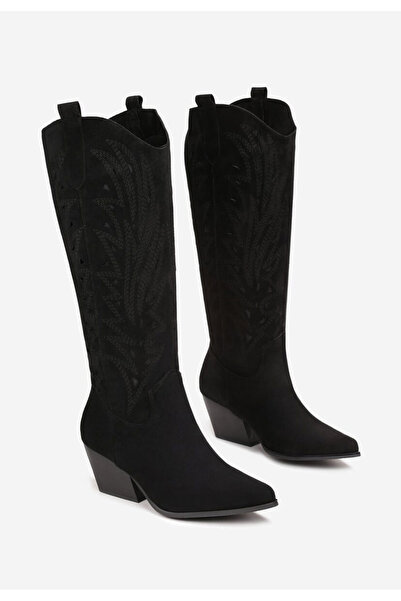 B T Shoes Černé dámské kozačky Indaia