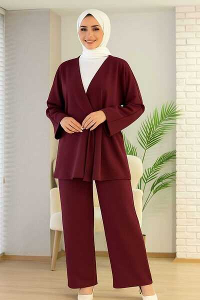 lillia kids Double Fabric Belted Kimono & Wide Leg Pants Two-Piece Set