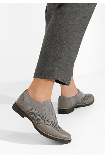 B T Shoes Šedé dámské brogue obuv Emily V2