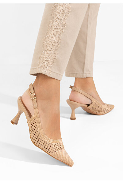 B T Shoes Khaki lodičky s otevřenou pätou Deevina