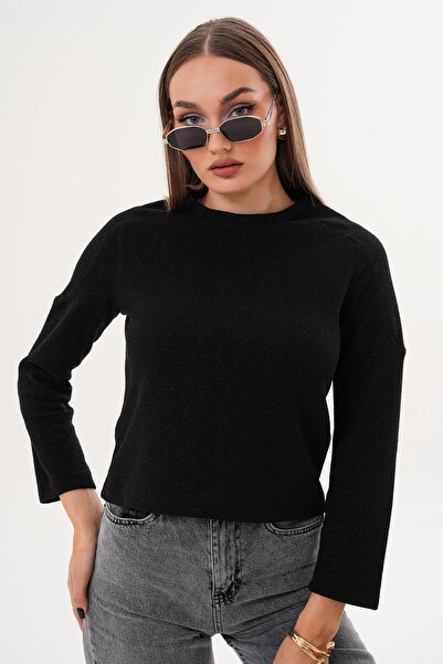 ŞİMAL Women's Glitter Detailed Long Sleeve Blouse 255080 -