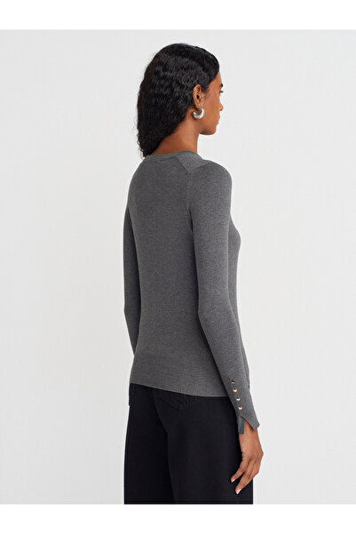 Dilvin 1267 Pulover cu gât rotund și mâneci la mijloc - K.Fume Mel