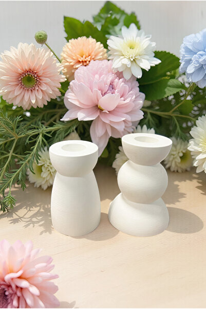 FH finehome Zen 2'li Roma Şamdan Set Beyaz