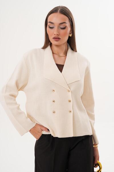 ŞİMAL Women's Button Closure High Neck Cardigan 255093 -