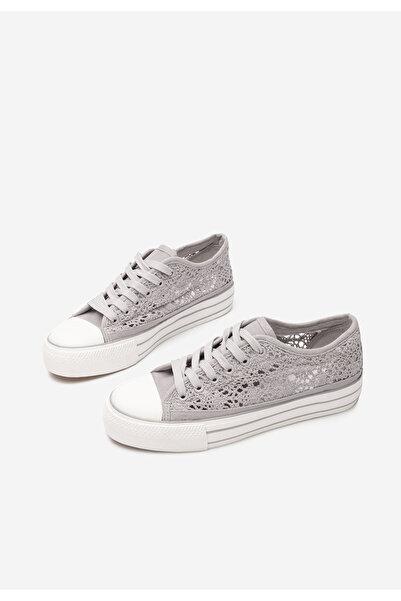 B T Shoes Šedé dámské plátěné tenisky Mylanca