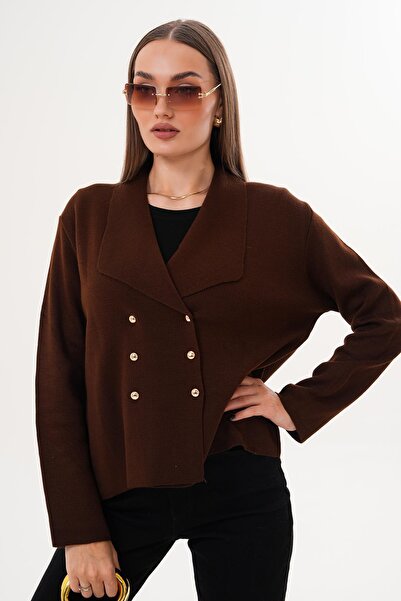 ŞİMAL Women's Button Closure High Neck Cardigan 255093 -