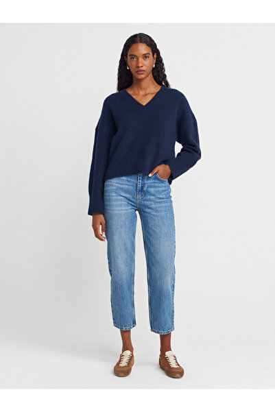 Dilvin 72040 Stonewashed Relax Fit Denim Pants-Blue